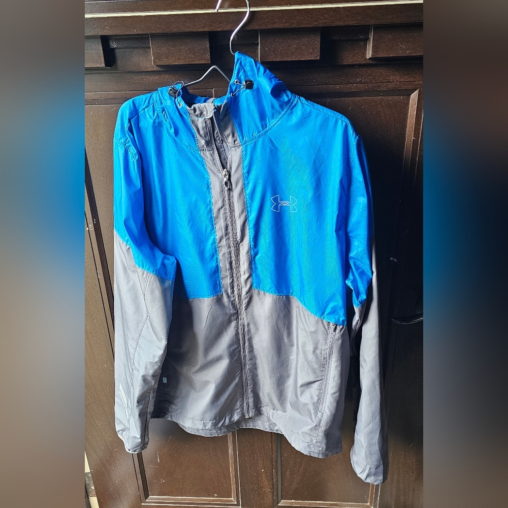 Under Armour X Run All Season Blue & Gray Jacket With Hood